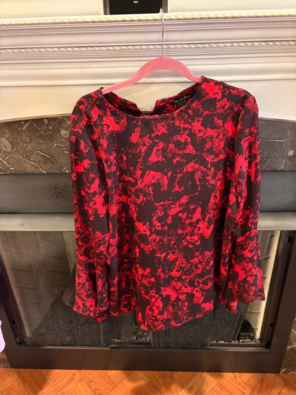 Women’s Olivia &Brace black and red long sleeve button back blouse